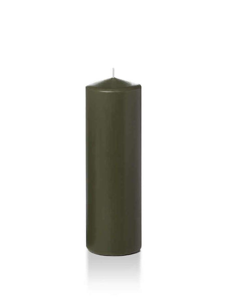 Wholesale 2.25" x 7" Slim Pillar Candles Olive