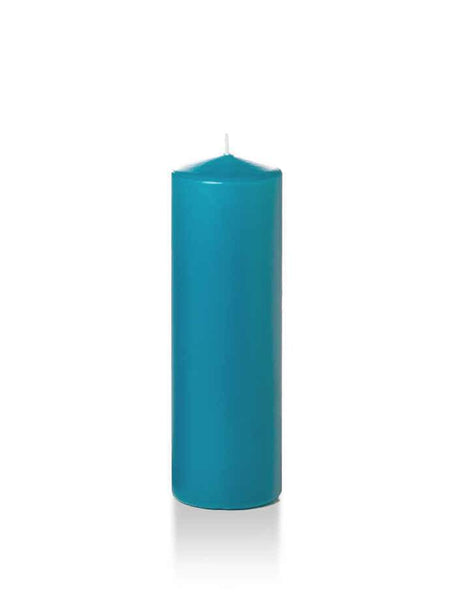 Wholesale 2.25" x 7" Slim Pillar Candles Turquoise