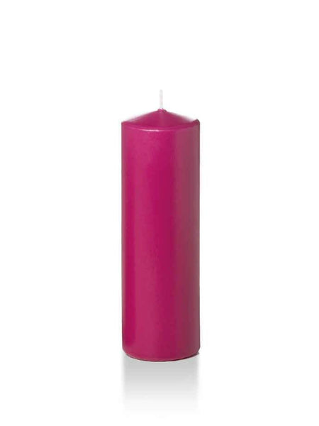 Wholesale 2.25" x 7" Slim Pillar Candles Hot Pink