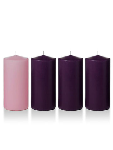 3" x 6" Wholesale Advent Pillar Candles Purple-Rose