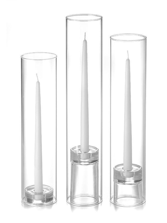 12 Taper Candles, 12 Glass Chimneys and 12 Glass Taper Holders – Yummi  Candles Canada