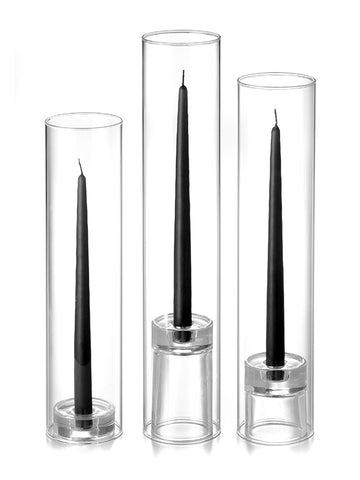 Yummi Candles - 12 Taper Candles, 12 Glass Chimneys and 12 Glass Taper Holders