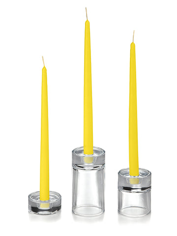Yummi Candles - 12 Taper Candles and 12 Glass Taper Holders