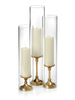 Yummi Candles - 12 Slim Pillar Candles, Glass Chimneys and 12 Gold Timeless Pillar Holders