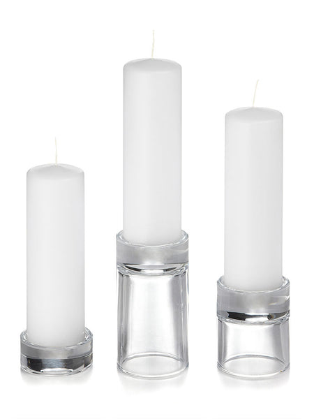 Pillar Glass Holder<br>Set of 12 - White