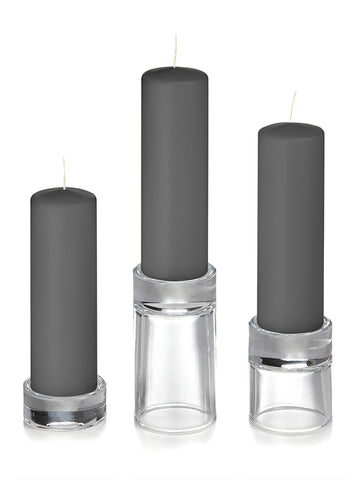 Yummi Candles - 12 Slim Pillar Candles and 12 Glass Pillar Holders