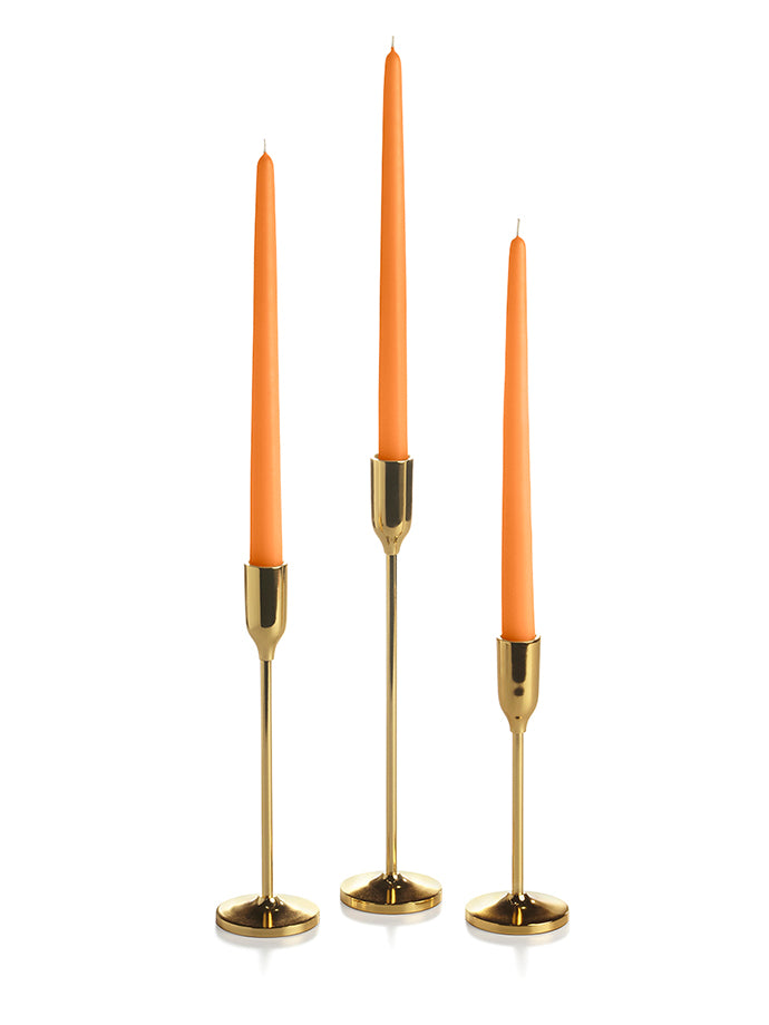 12 Taper Candles and 12 Gold Virtu Candlesticks – Yummi Candles Canada