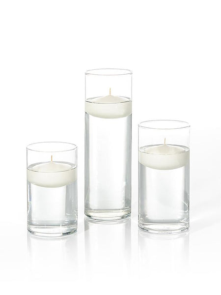 6 Floating Candles and Cylinder Vases