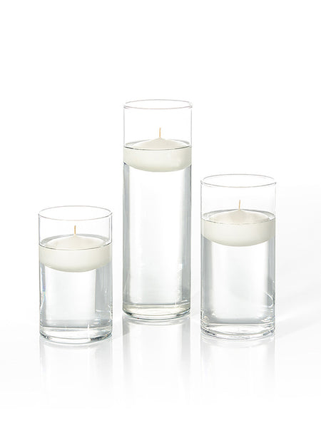 Cylinder Vases Floating Candle Set of 3 - White