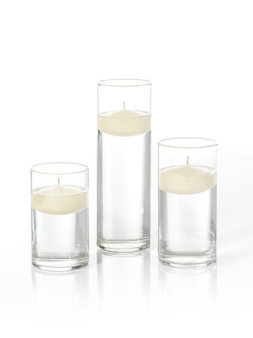 Yummi Candles - 36 Floating Candles and Cylinder Vases