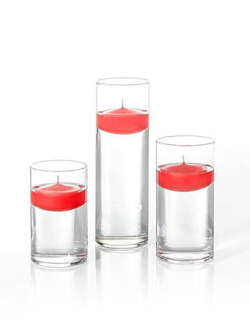 Yummi Candles - 12 Floating Candles and Cylinder Vases