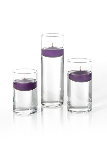 Yummi Candles - 12 Floating Candles and Cylinder Vases