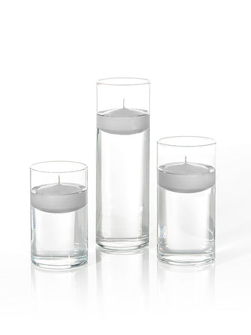 Yummi Candles - 18 Floating Candles and Cylinder Vases