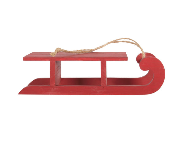 ORN-WOOD RED SLED 10in
